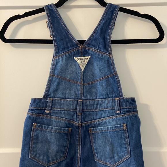 OshKosh B'gosh fleece lined pant overalls with adorable little red bow EUC 3T - Picture 10 of 14